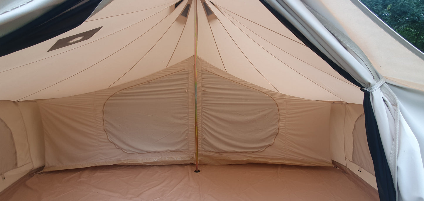 BTV 4 - XL (1.2m High Walls) Water Resistant & Fire Retardant Cotton Canvas Bell Tent With Stove Hole (Single Door)