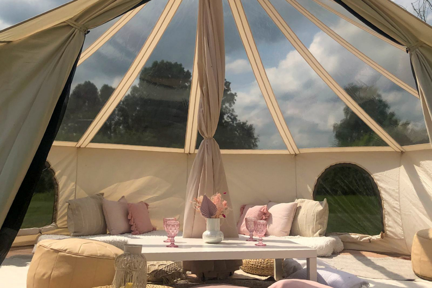 BTV 5 - 5m Skyview (Full PVC Clear Roof) XL (1.2m High Walls) Water Resistant Cotton Canvas Bell Tent