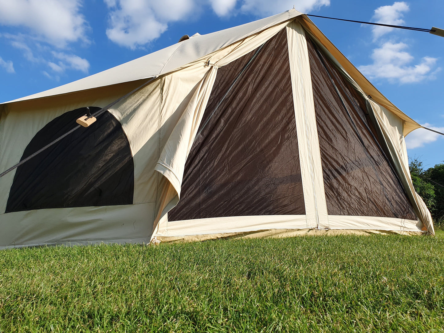 BTV 4 - XL (1.2m High Walls) Water Resistant & Fire Retardant Cotton Canvas Bell Tent With Stove Hole (Single Door)