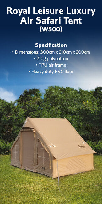 Royal Leisure Luxury Air Safari tent210g Polycotton (300x210x200cm)TPU air frame, heavy duty pvc floor