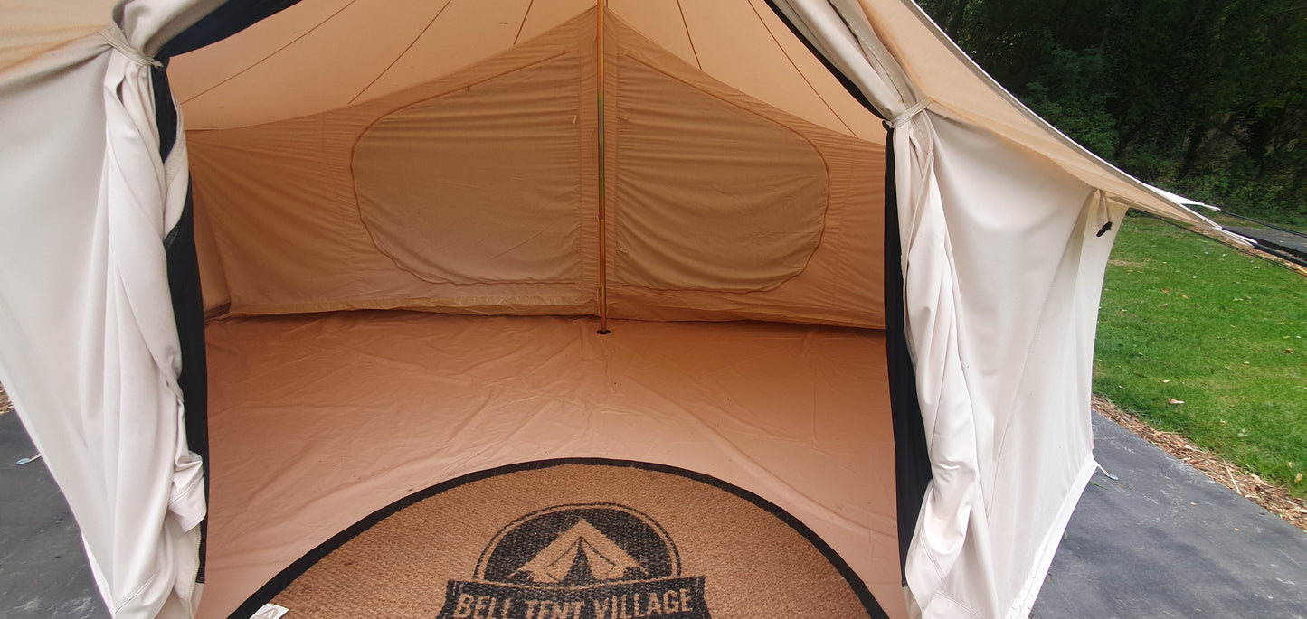 BTV 4 - XL (1.2m High Walls) Water Resistant & Fire Retardant Cotton Canvas Bell Tent With Stove Hole (Single Door)