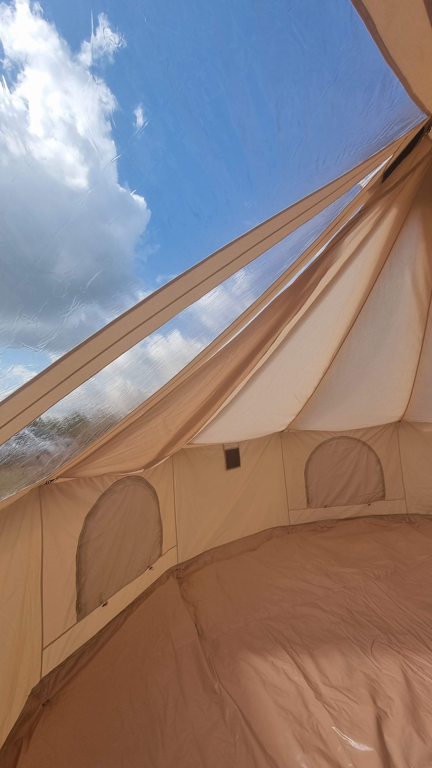 BTV 5 - 5m Skyview (Full PVC Clear Roof) XL (1.2m High Walls) Water Resistant Cotton Canvas Bell Tent