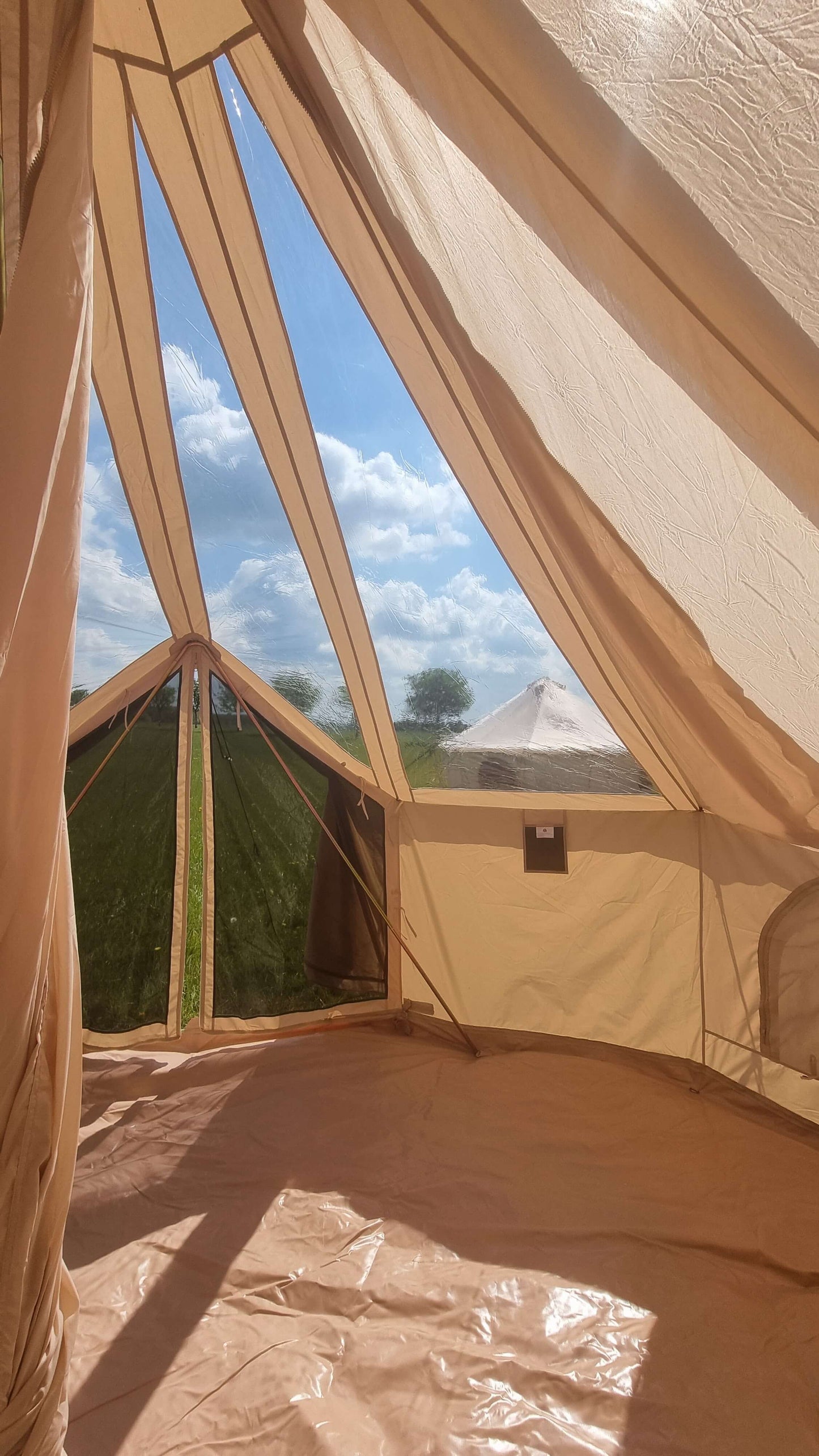 BTV 5 - 5m Skyview (Full PVC Clear Roof) XL (1.2m High Walls) Water Resistant Cotton Canvas Bell Tent