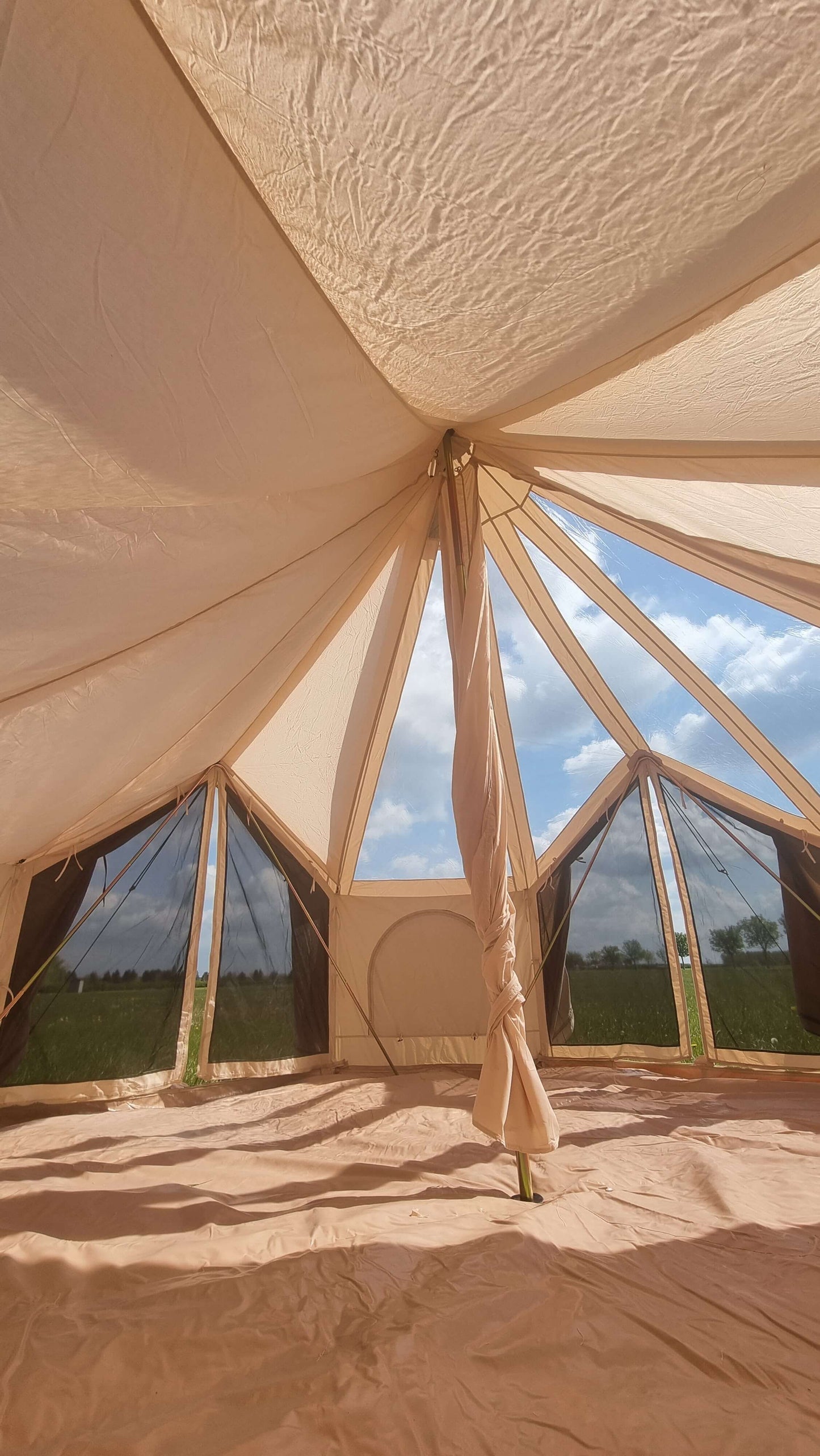 BTV 5 - 5m Skyview (Full PVC Clear Roof) XL (1.2m High Walls) Water Resistant Cotton Canvas Bell Tent