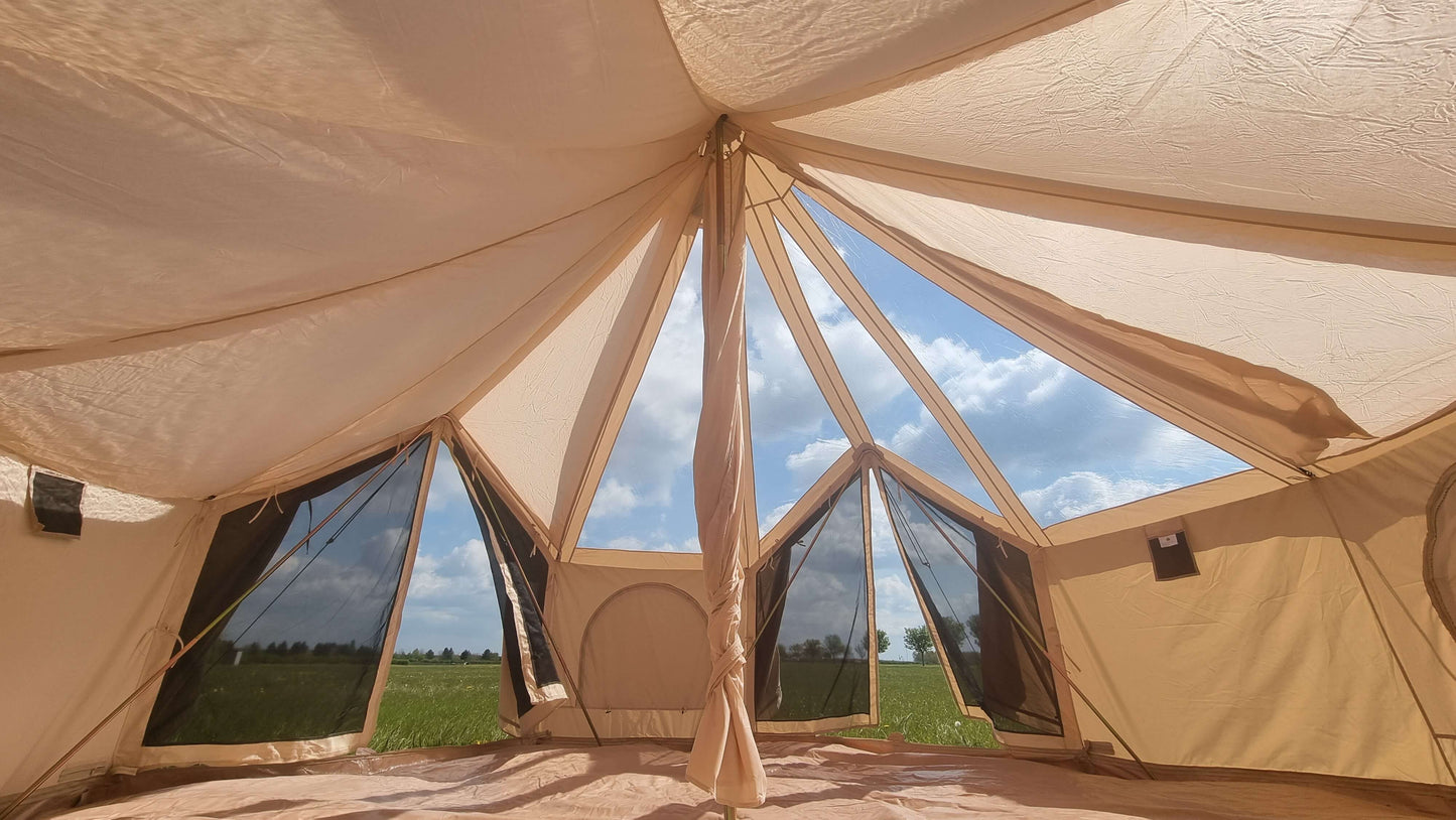 BTV 5 - 5m Skyview (Full PVC Clear Roof) XL (1.2m High Walls) Water Resistant Cotton Canvas Bell Tent