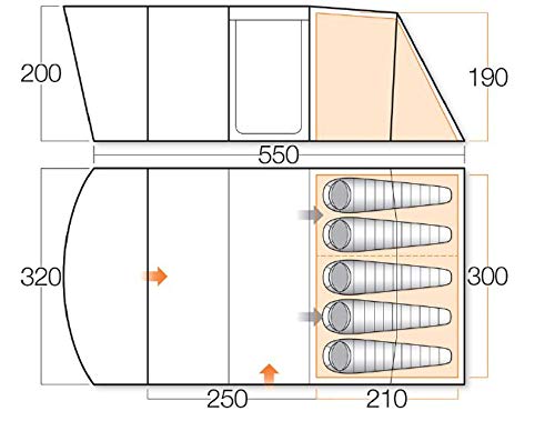 Vango Farnham 500 Tunnel Tent,  Family Camping 5 Man Tent