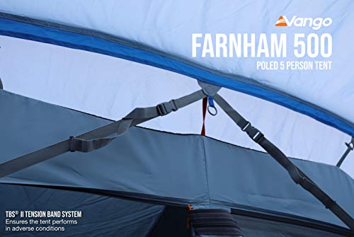 Vango Farnham 500 Tunnel Tent,  Family Camping 5 Man Tent