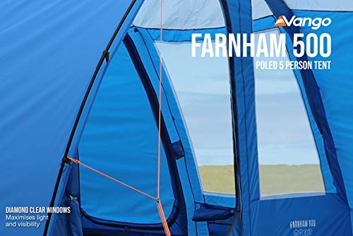 Vango Farnham 500 Tunnel Tent,  Family Camping 5 Man Tent