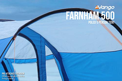 Vango Farnham 500 Tunnel Tent,  Family Camping 5 Man Tent