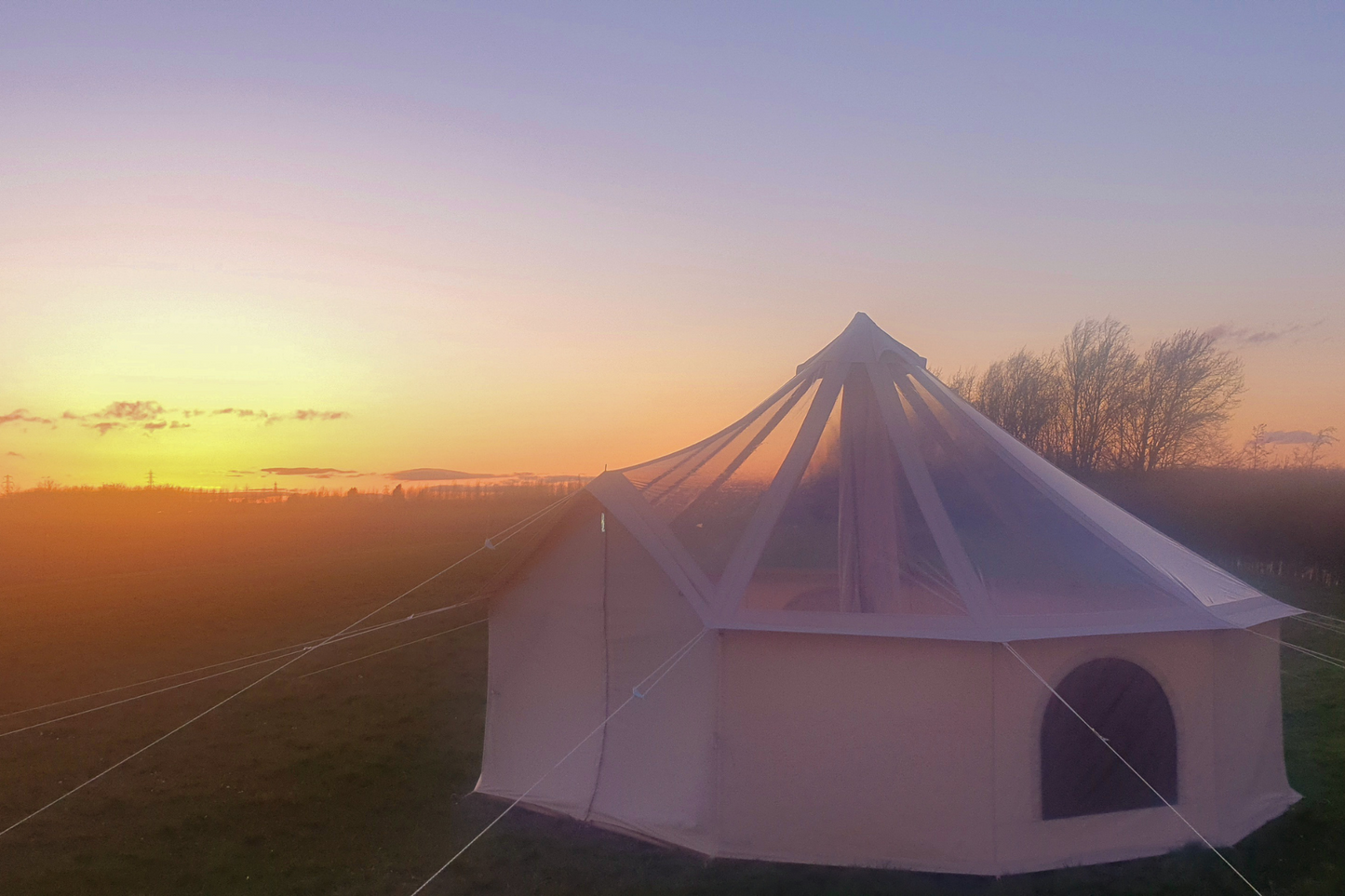 BTV 5 - 5m Skyview (Full PVC Clear Roof) XL (1.2m High Walls) Water Resistant Cotton Canvas Bell Tent