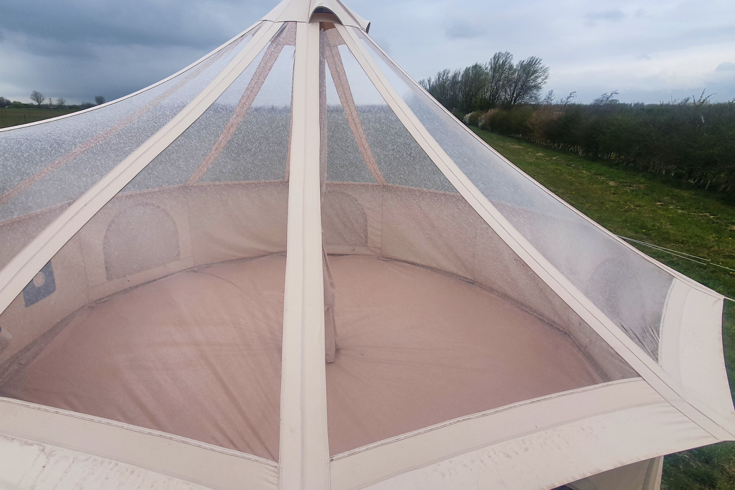 BTV 5 - 5m Skyview (Full PVC Clear Roof) XL (1.2m High Walls) Water Resistant Cotton Canvas Bell Tent